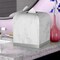 Tissue Box | White Resin & Silver Finish Square Tissue Box Holder | Bathroom & Countertops